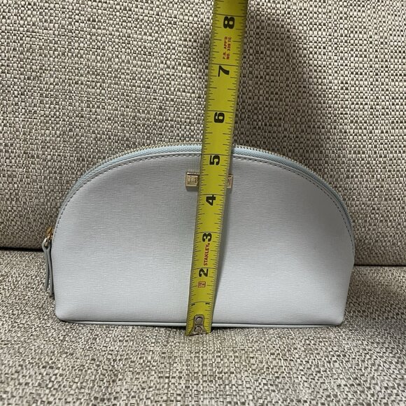 Furla Baby Blue Leather Curved Cosmetics Travel Case - Picture 2 of 9